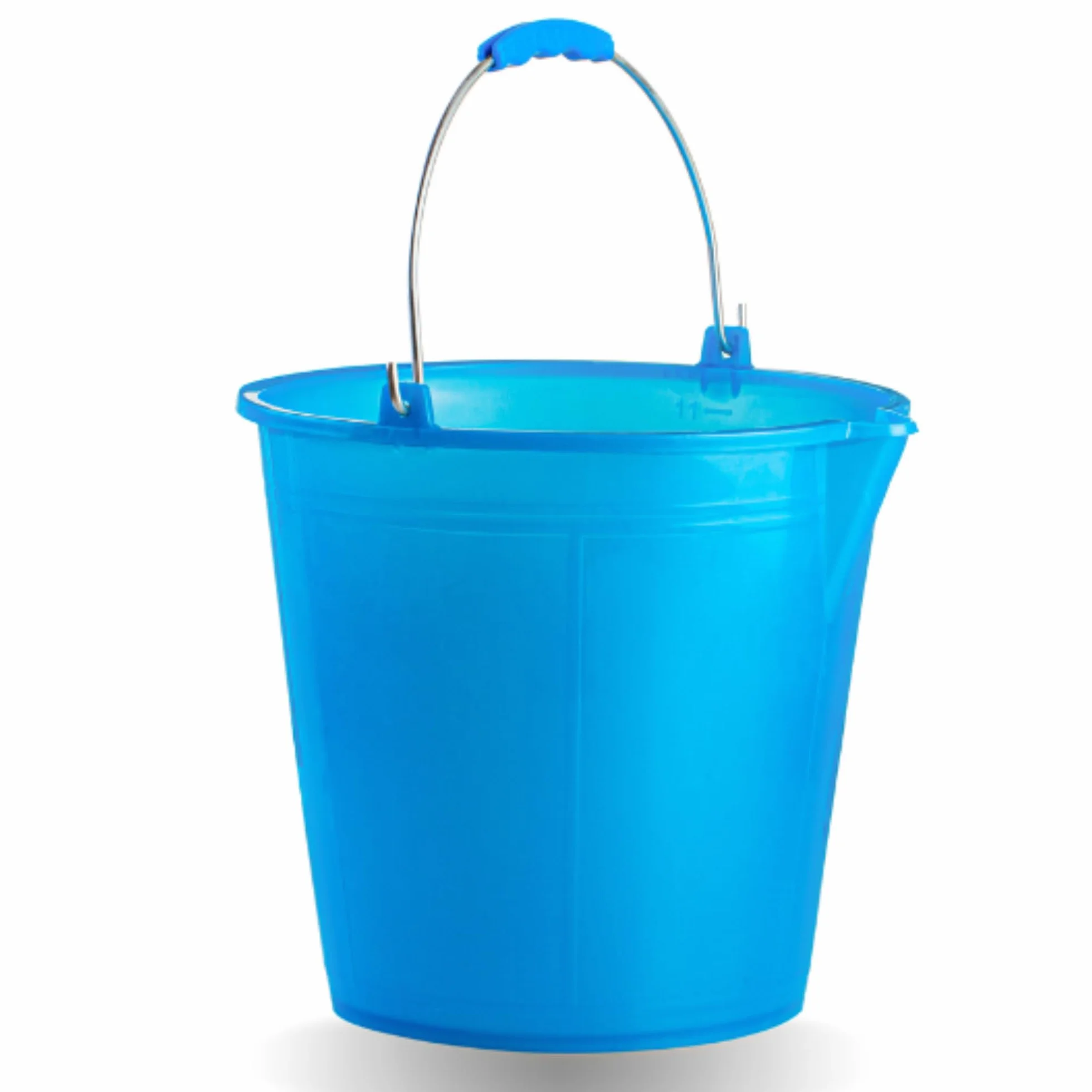 Ecoplast | Secchio 12 Litri con Manico Ergonomico e Becco, Azzurro, ø 29,5, Made in Italy