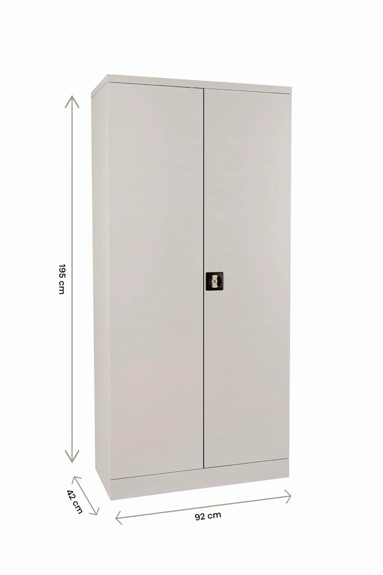 Sigma Armadietto per Documenti in Metallo, 92x42x195 cm, 2 Ante Battenti, 4 Ripiani Regolabili (50 kg Ciascuno), Serratura a Chiave, Maniglia Rotante, Ideale per Ufficio, Garage ed Esterni, Grigio