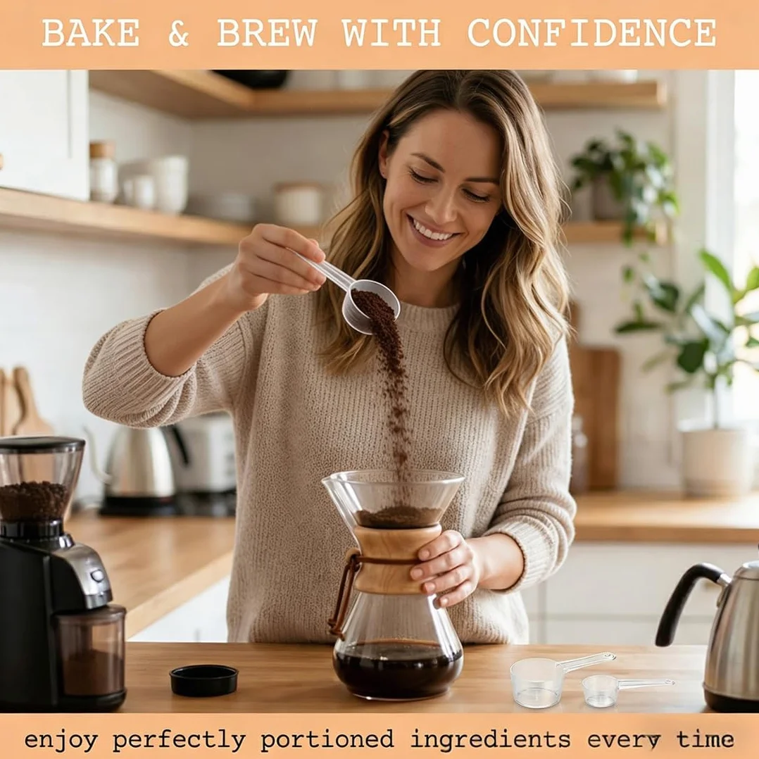 10 Cucchiai Dosatori, Set da Misurazione per 5g 10g 15g 20g 25g, Per Latte in Polvere e Cucina Creativa, Trasparente