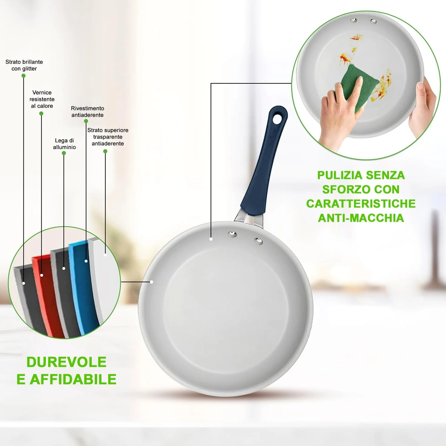 NutriChef Set di 14 Pentole e Padelle Antiaderenti, Set di Utensili da Cucina di Base di Alta Qualità, Padella Antiaderente, Alluminio, Blu