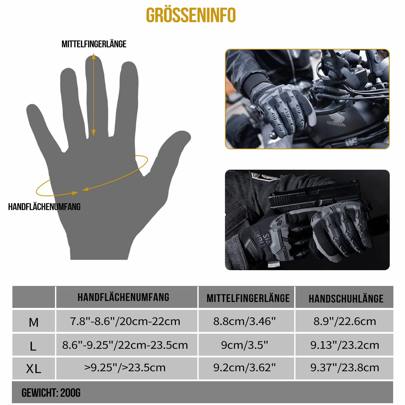 OneTigris Guanti tattici militari touch screen guanti da moto all'aperto guanti da motocross, guanti da arrampicata per softair, paintball, trekking, caccia, ciclismo