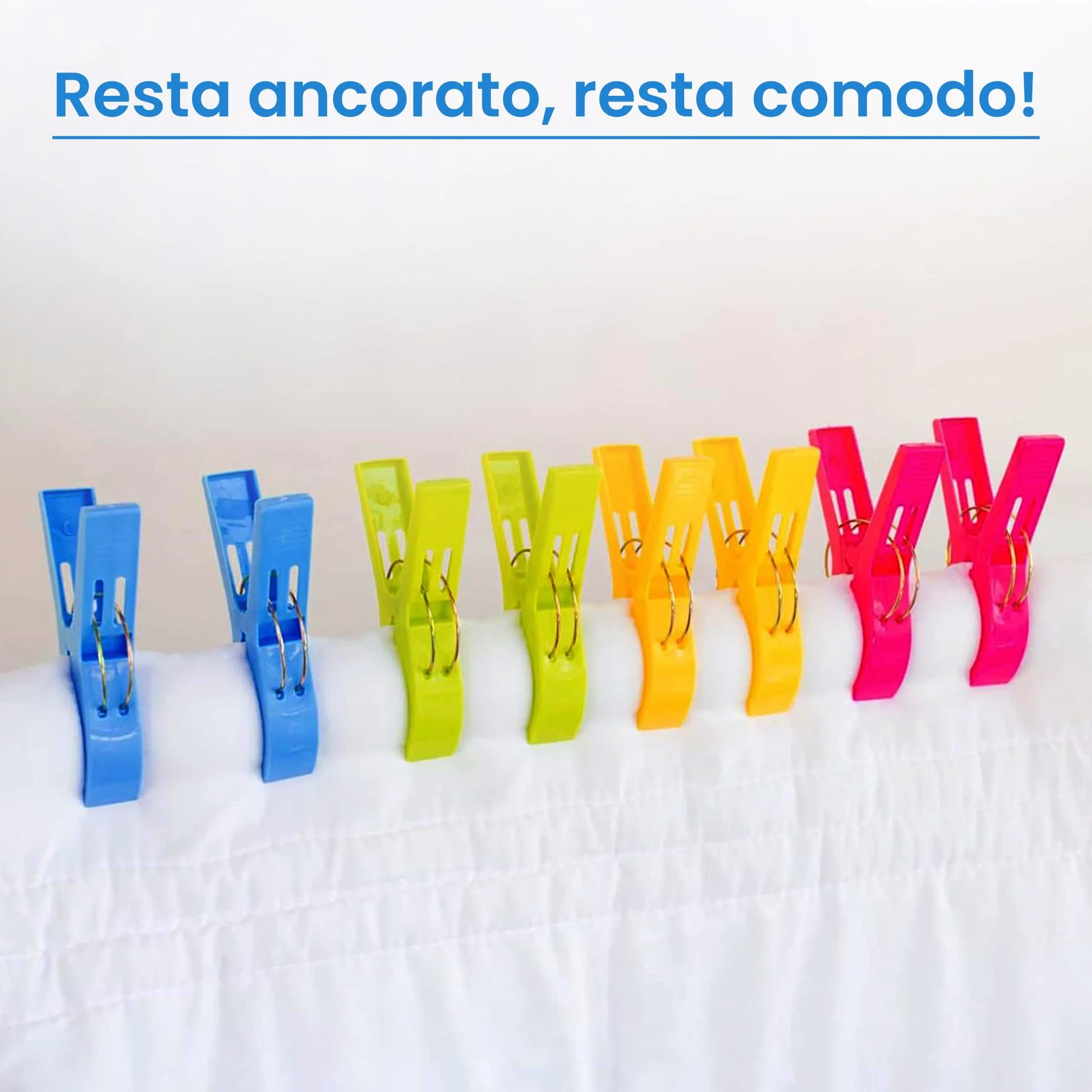 8x Mollette Grandi Antivento per Telo Mare Mollettoni da Spiaggia per Lettini Sdraio Asciugamani Plastica XXL - 8 Pezzi 4 Colori