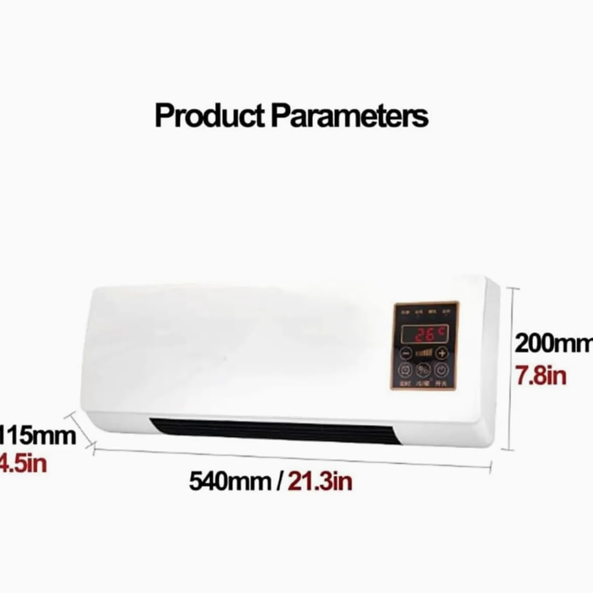 Aria condizionata, ventilatore da parete, 2000 W | Riscaldamento e raffreddamento 2 in 1, senza unità esterna, installazione semplice, telecomando