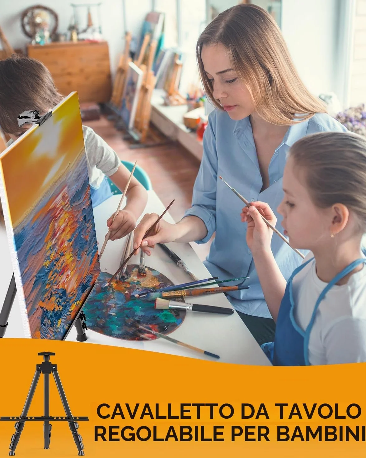Nicpro cavalletto pittura in alluminio nero altezza regolabile 43-168 cm