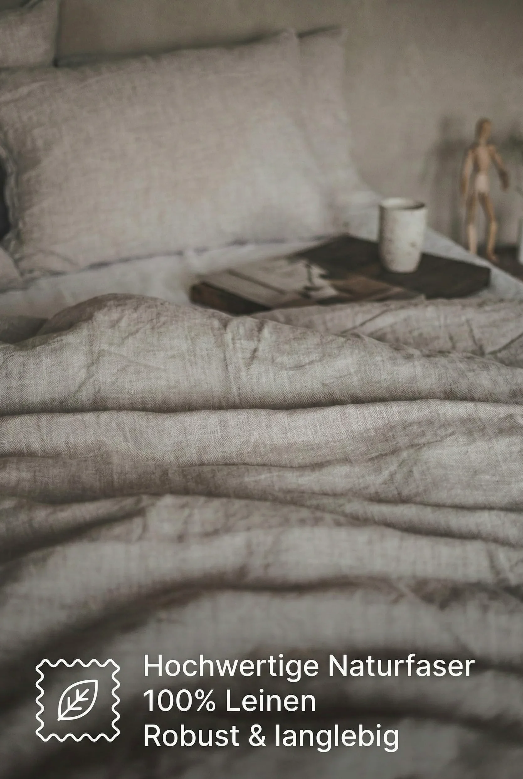 Set Copripiumino/ 100% Biancheria da Letto in Lino Lavato, con Chiusura Hotel, StoneWashed (Lino naturale, 200 x 200 cm, 2Pz. 40 x 80 cm)