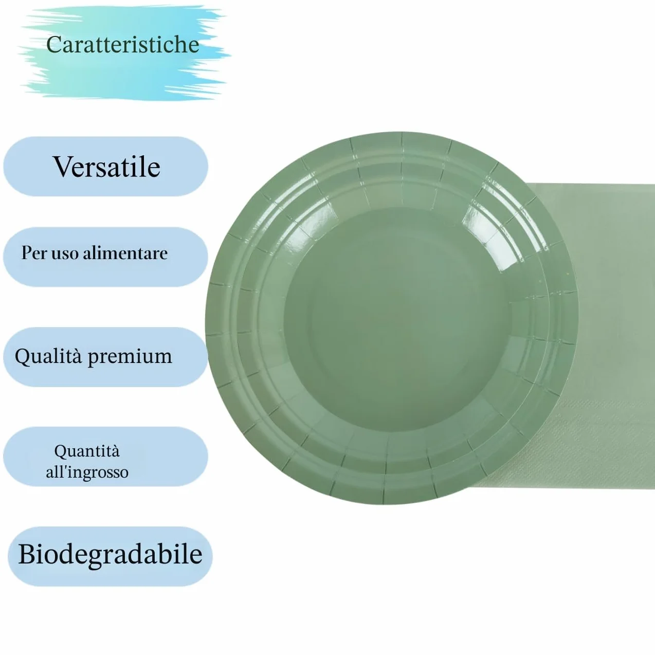 Set di stoviglie per feste 250 pezzi verde salvia CEILIWEN