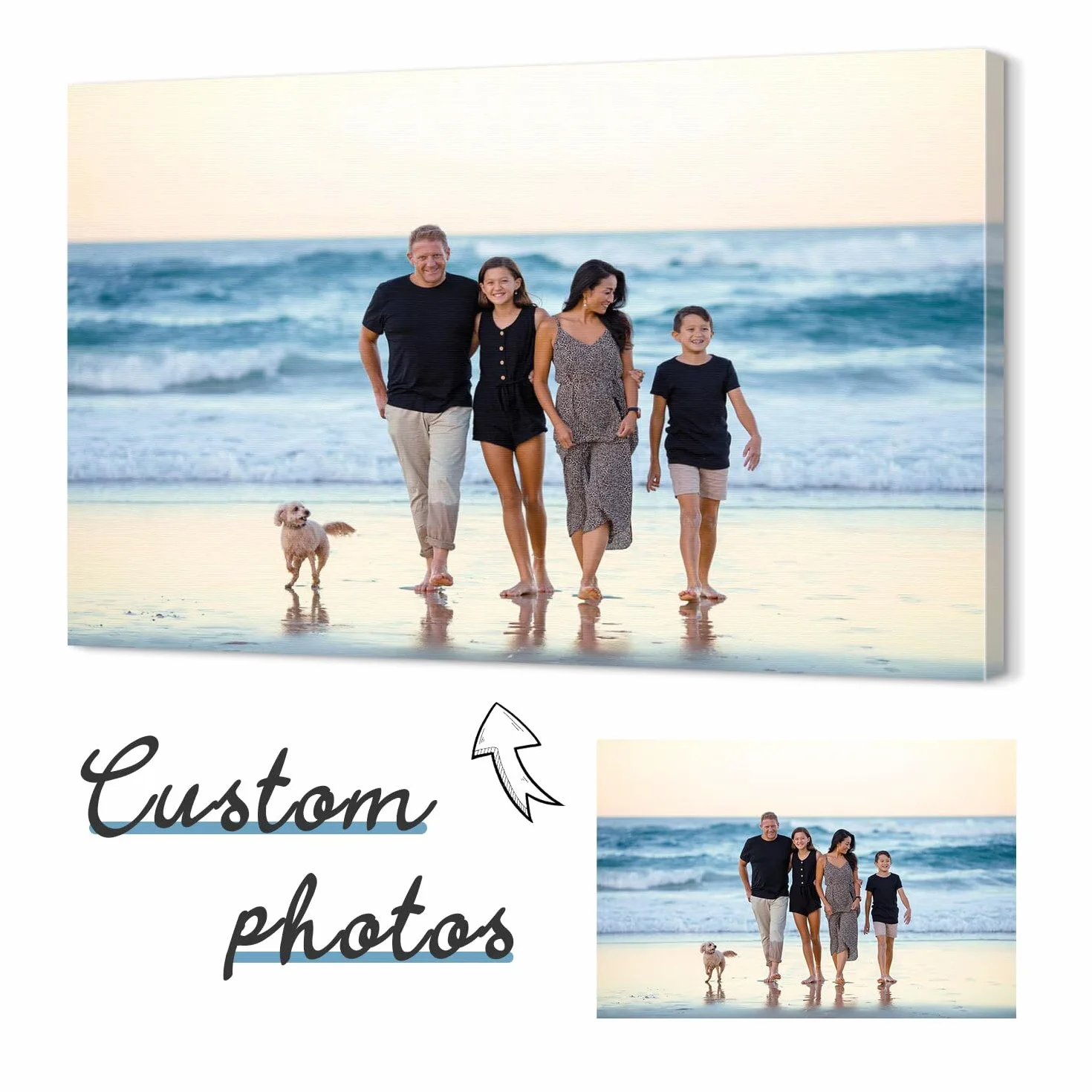 Personalizzata Stampa Su Tela 30x20cm Regalo Compleanno Donna Foto Famiglia Animali Domestici