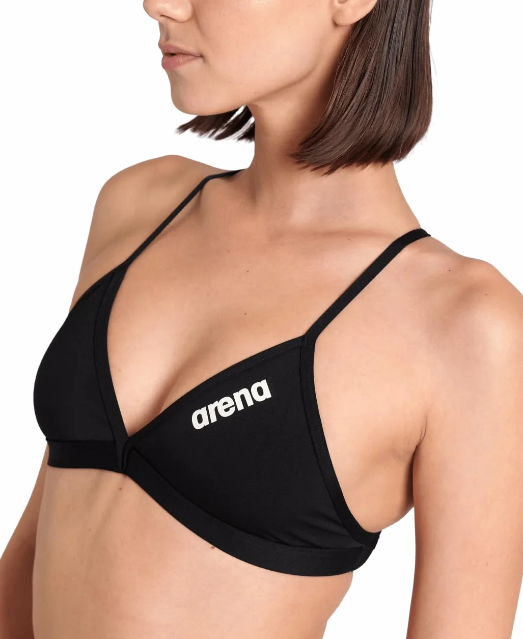 arena Performance Team Solid Top Bikini Donna Sportivo Piscina Costume Bagno Asciugatura Rapida Tessuto MaxFit Eco Resistenza Cloro Sale Protezione UV UPF 50+