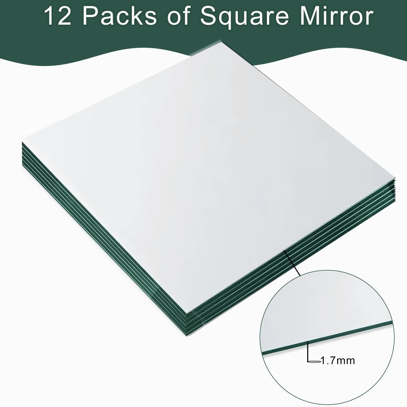 Nexboraque Confezione da 12 piatti quadrati per candele, 25,4 cm, in vetro, centrotavola per tavoli, vassoi a specchio senza cornice da 1,7 mm, per fiori, profumi, decorazioni per feste, matrimoni