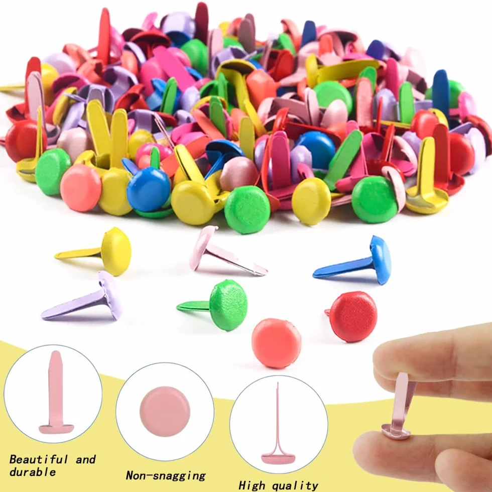 200 Pezzi Brads Rotondi, Fermacampioni Scrapbooking Fermacampioni Piccoli Mini Brads Campione di Metallo Metallo Elementi di Fissaggio Puntine per Scrapbooking Artigianato Fai da Te Album Carta