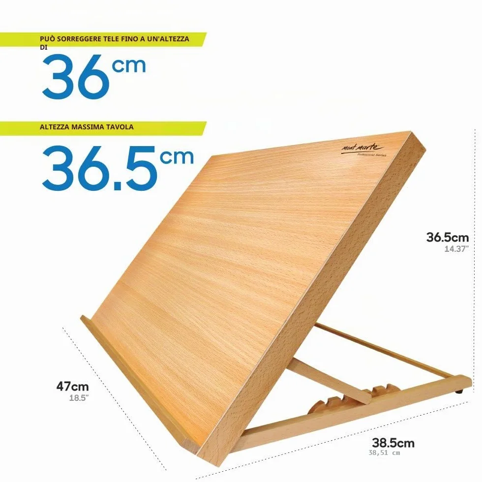Mont Marte Lavagna da disegno in legno di faggio A3 inclinabile con elastico