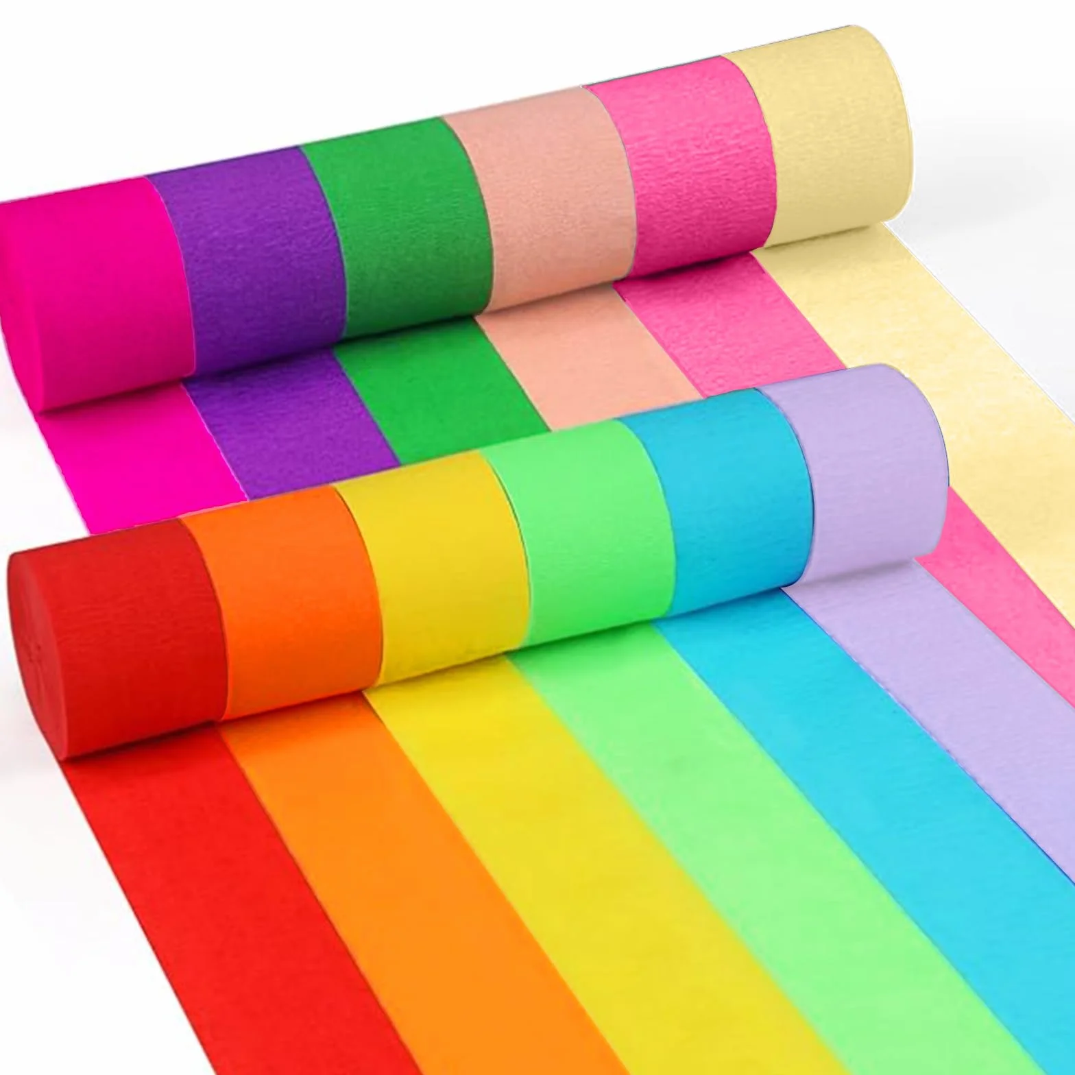 12 rotoli carta crespa colorata 300 m nastro crespo 4,5 cm x 25 m 12 colori arcobaleno pastello decorazioni carnevale