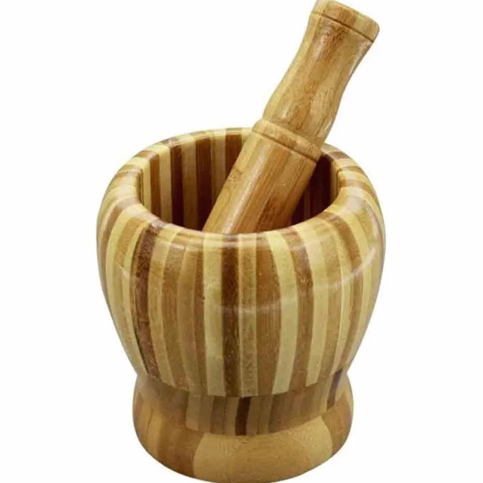 Vetrineinrete® Mortaio con pestello in legno per pesto aglio avocado guacamole ricette utensili da cucina per spezie pepe grani 71505
