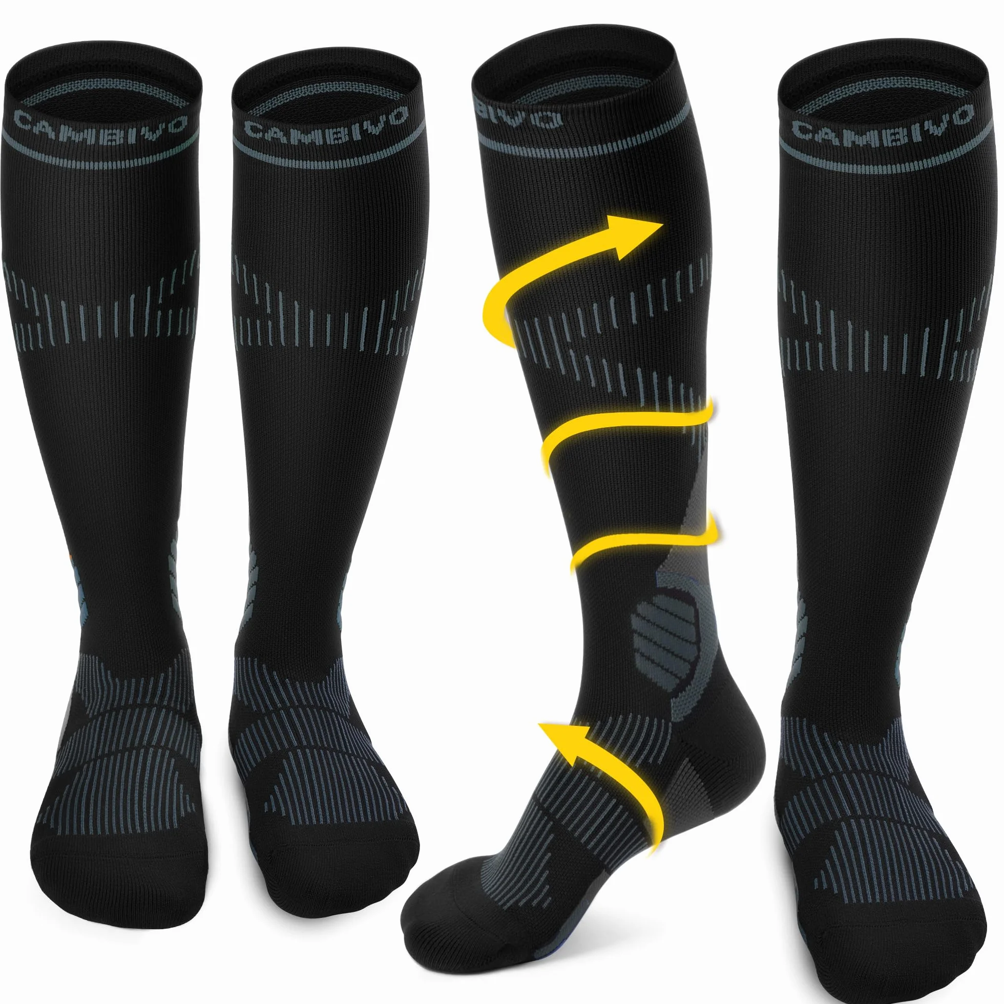CAMBIVO Calze Compressione Graduata Donna Uomo 2Paia 15-20 mmHg Antitrombo