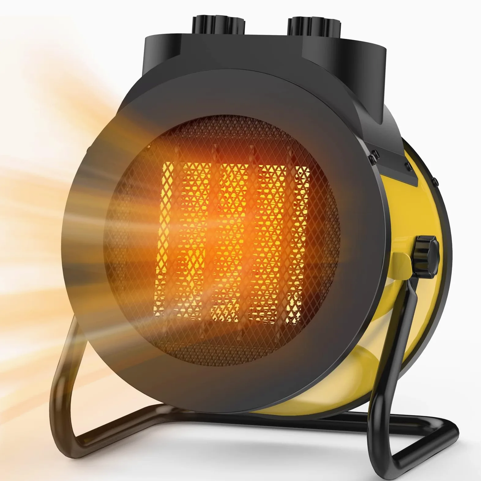 Riscaldatori per ambienti interni, riscaldamento elettrico PTC 1500W con angolo regolabile di 90°, riscaldamento rapido di sicurezza, piccolo riscaldatore portatile per ufficio e casa (giallo)