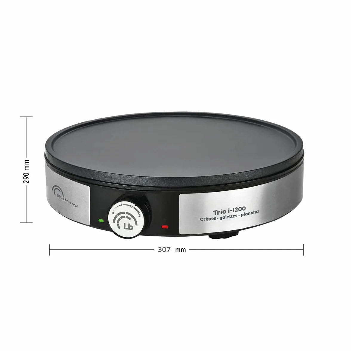 LITTLE BALANCE 8383 Maxi-Crêpes Trio i-200 Crepiera elettrica 3 in 1 1200 W Acciaio inox