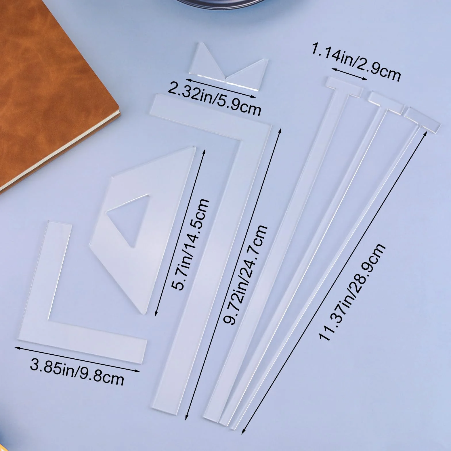 Kit di 6 righelli per rilegatura in acrilico multifunzione agenda album