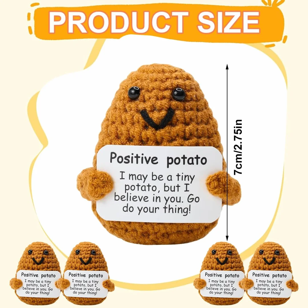 Pocket Hug Positive Potato, Idea Regalo Donna Compleanno, Regalo Natale Personalizzato, Bambola Umoristica e Motivazionale, Creative Knitted Potato Doll