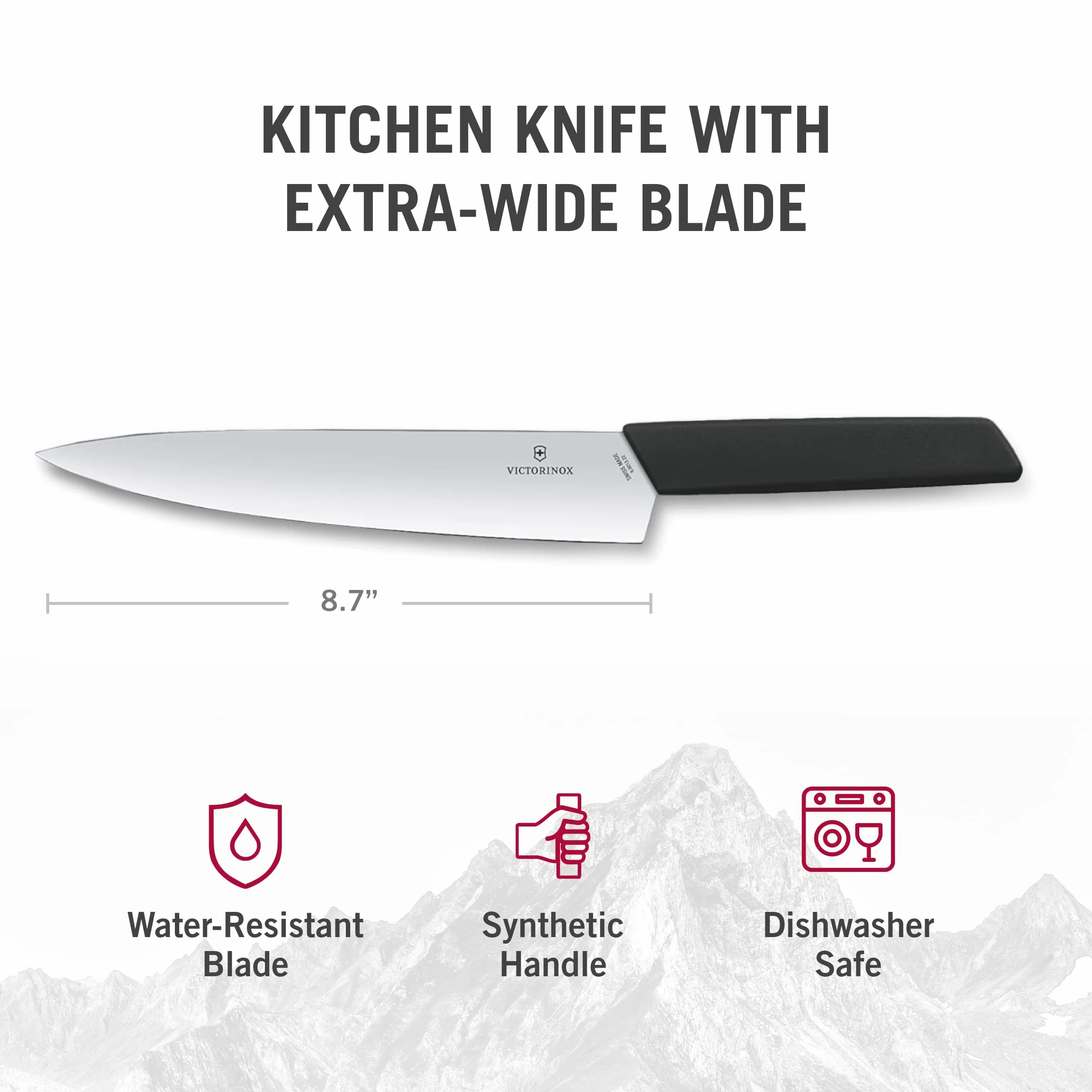 Victorinox Swiss Modern, coltello professionale da intaglio, lama extra affilata, 22 cm, manico in plastica, acciaio inox, nero
