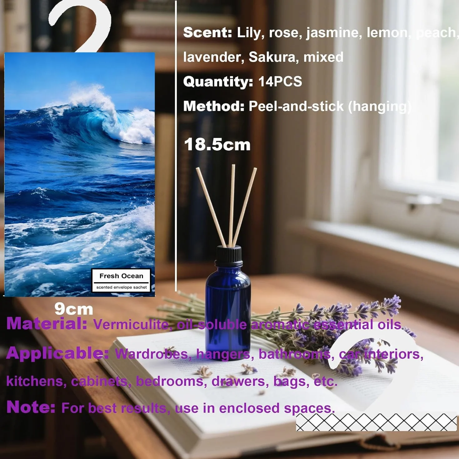14PCS Profuma Armadio Vestiti, Auto Profumatore Armadio e Cassetti, Scarpiera Deodorante Armadio Profumatori, Anti Umidità Sacchetti Profumati per Cassetti Armadio, Armadio Profumo Lavanda (Sakura)
