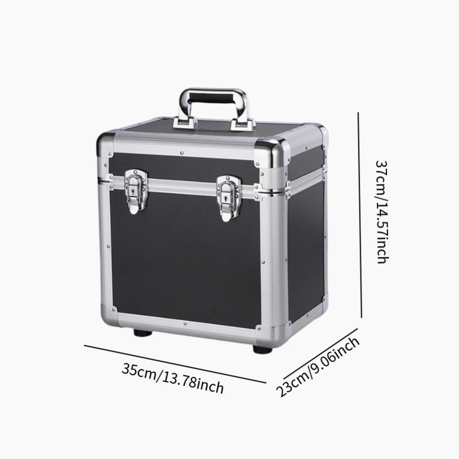 kowaku Scatola Porta Dischi Vinile Organizer Archiviazione Custodia Contenitore Alluminio Leggero con Manico Bloccabile per Collezionisti Appassionati DJ Ada, Nero S