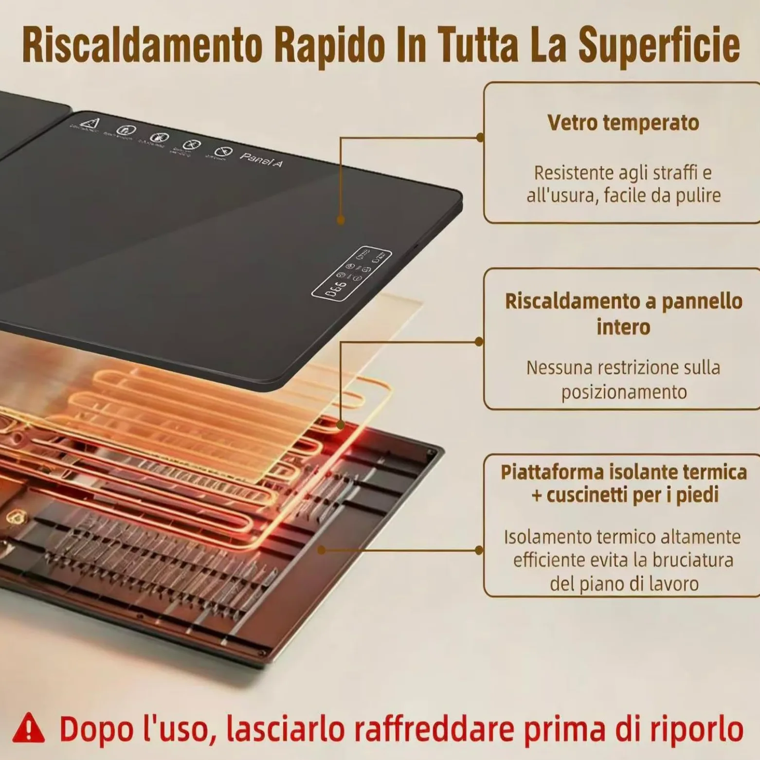 Piastra Riscaldante Elettrico 80 * 30 CM, Temperatura Regolabile e Pieghevolee, Tappetino Scaldavivande Multiuso per Mantenere Caldi o Scongelare gli Alimenti a Casa, in Feste ed Eventi