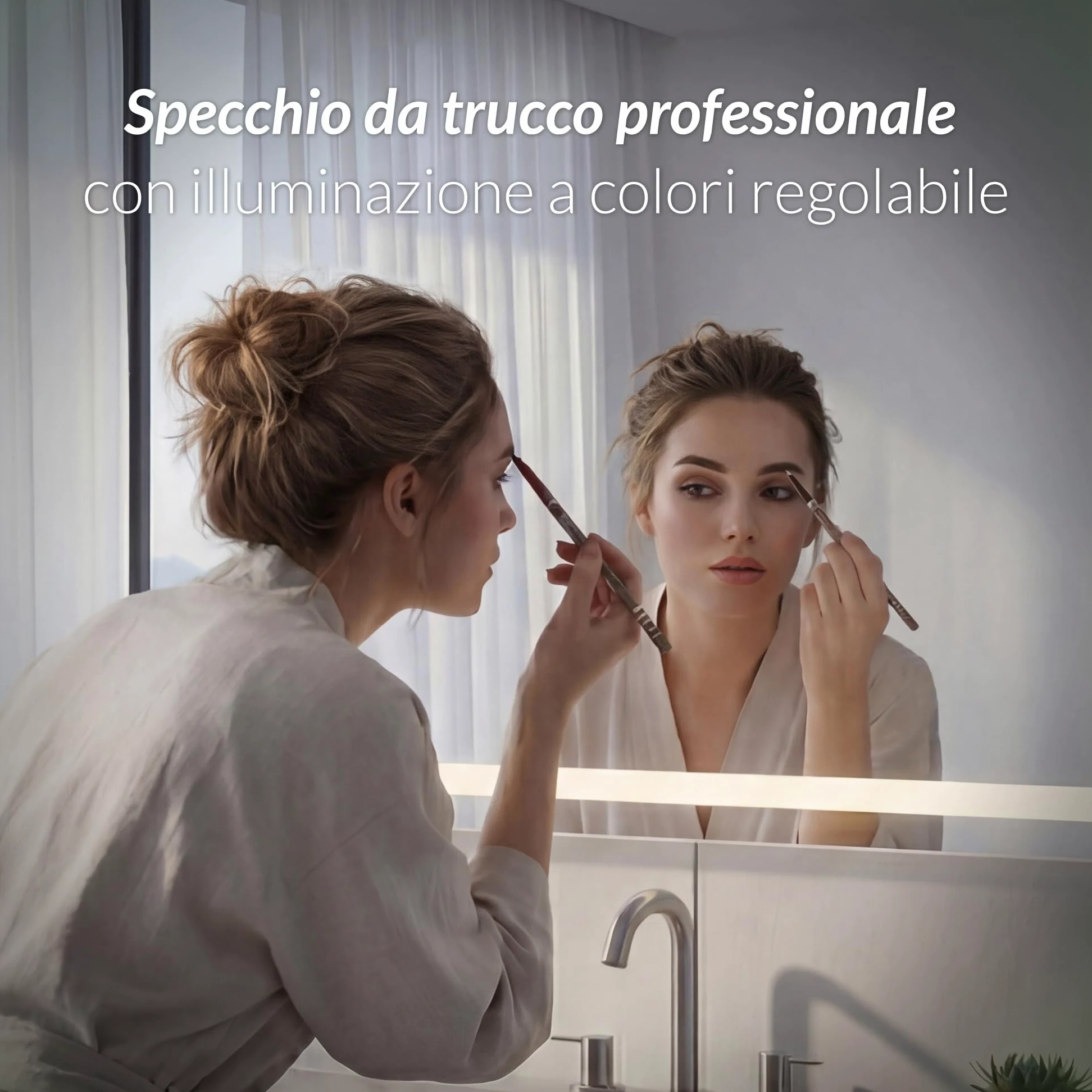 Specchio bagno LED Antiappannamento Dimmerabile 10%-100% 3 Temperature Colore 3000K-6500K Touch con Memoria HD Specchio Bagno con Luce LED IP44 IP65 Impermeabile 120x70cm