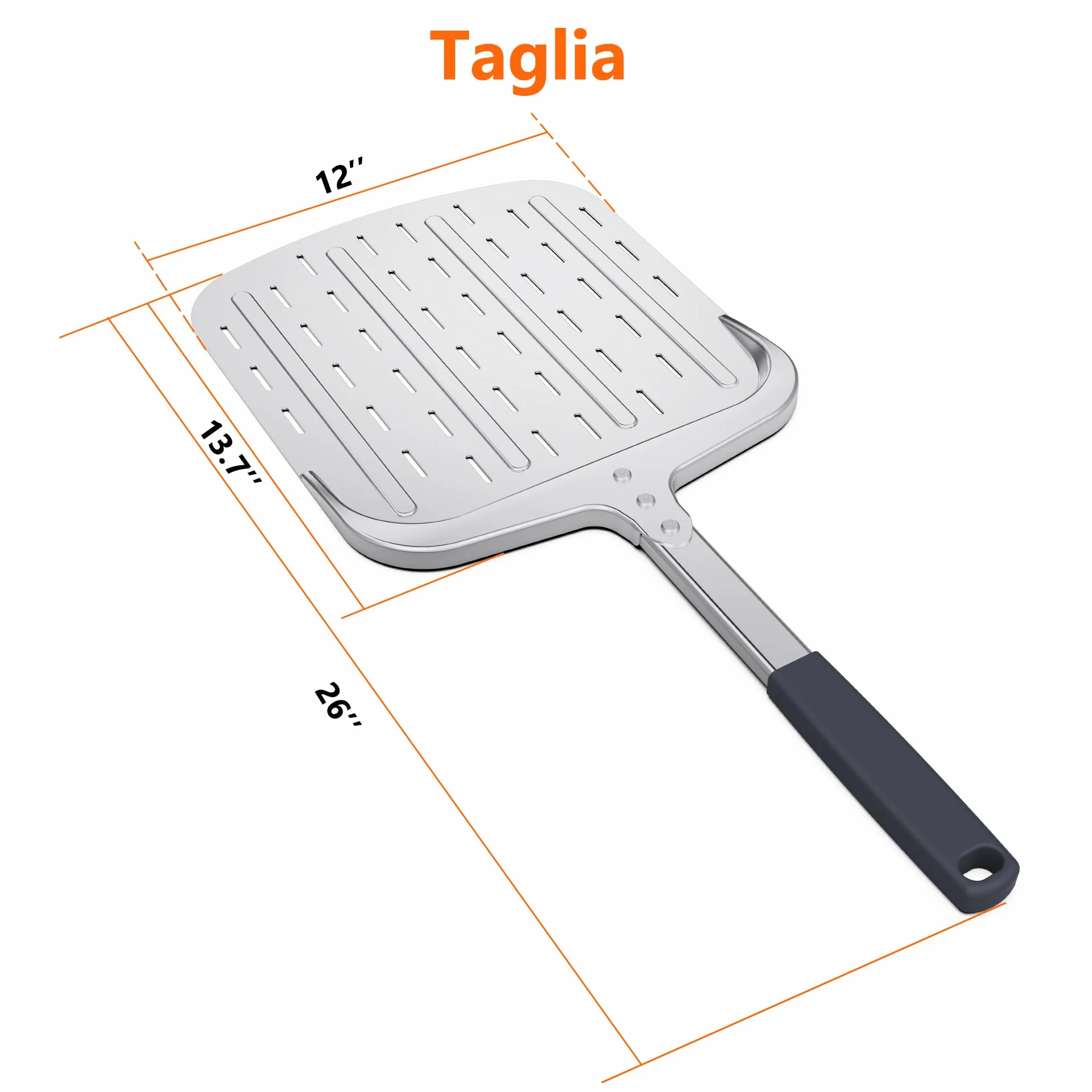 Honsdom Pala per Pizza 30cm, Pala Pizza Corta Forata in Alluminio Anodizzato Duro, Pala per Forno in Casa