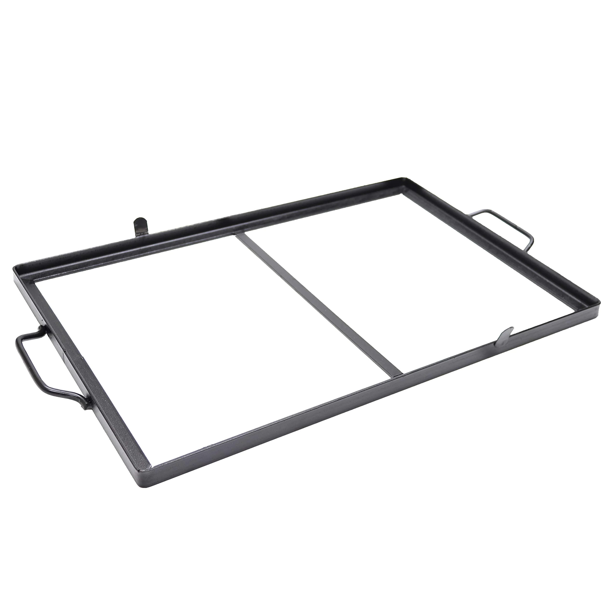 FONDERIA BONGIOVANNI | Bistecchiera Ghisa | 59,5x38 cm | Piastra in Ghisa Smaltata | Casa Cucina Barbecue | Rettangolare | con Telaio in Ferro con Manici