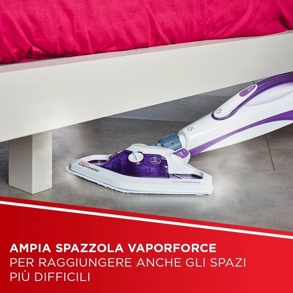 Polti Vaporetto SV440 Double, Scopa a Vapore 2 in 1 con Pulitore Portatile, Potenza Max 1500 W, 11 Accessori Inclusi, Riscaldamento in 15 Secondi, Serbatoio Estraibile, Bianco e Viola