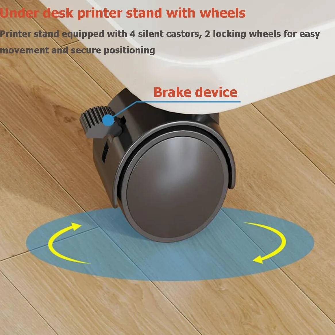 Supporto per Stampante con Ruote bloccabili, ripiano Mobile per Stampante/fotocopiatrice, Design Quadrato in Legno, Ideale per casa o Ufficio.