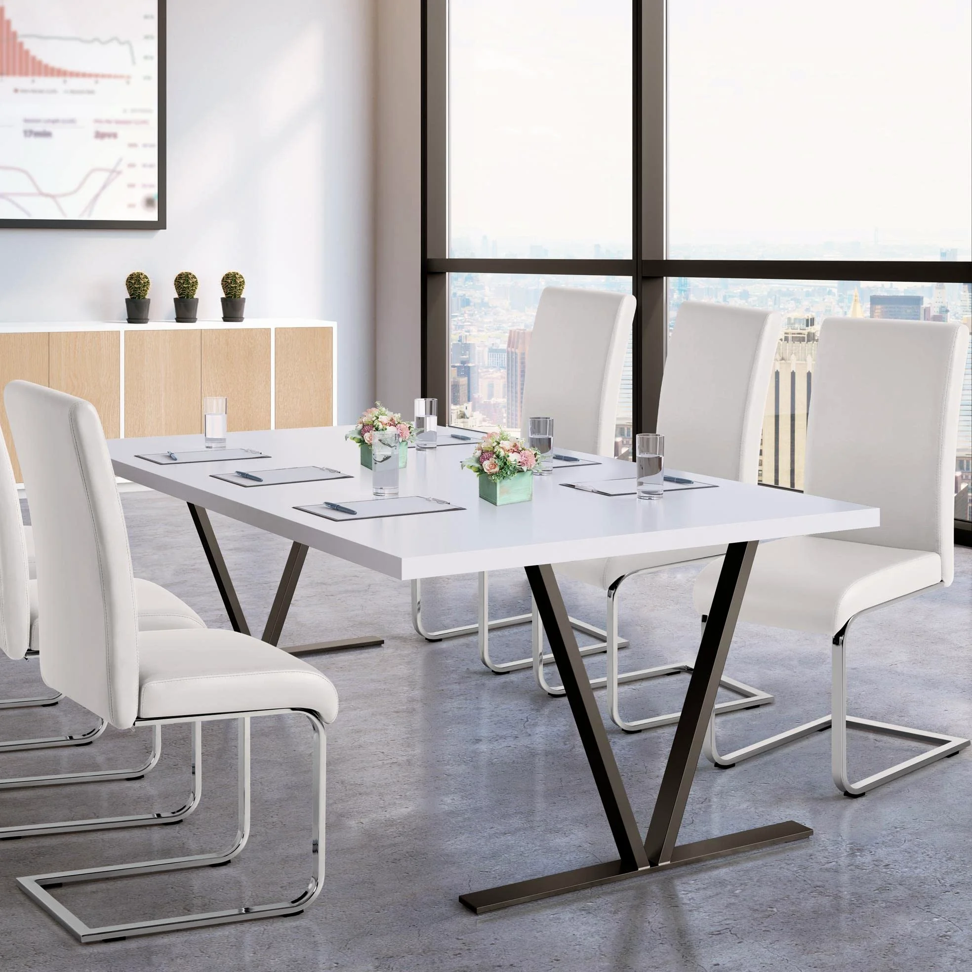 Yaheetech Set 6 Sedie Imbottite Sala da Pranzo Sedie Bianche Moderne Cucina in Finta Pelle e Gambe in Metallo da Ufficio Salotto Soggiorno Portata 135 kg