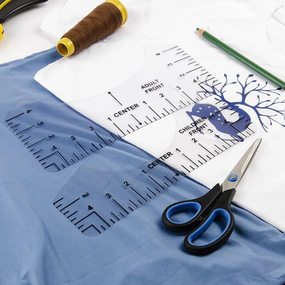 Righello per T-shirt Trasparente, Guida per Allineamento Magliette, Set di 8 per Adulti, Ragazzi e Bambini
