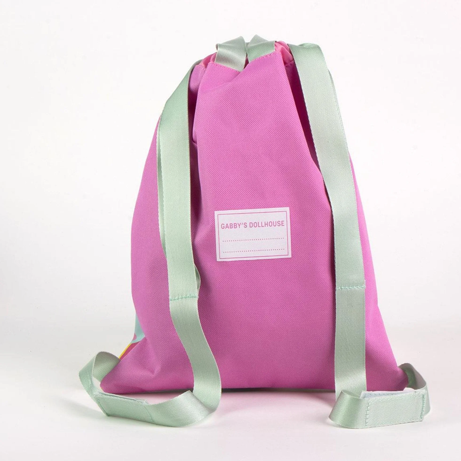 CERDÁ LIFE'S LITTLE MOMENTS Borsa scuola Gabby's Dollhouse – Zaino tipo sacco per bambini con chiusura a coulisse e design Gabby, Perfecto, S