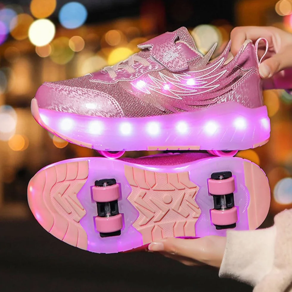 ENEN Sportive Scarpe da Skateboard 4 Ruote, Moda Scarpe con Rotelle Bambina Bambino, 30-40 EU