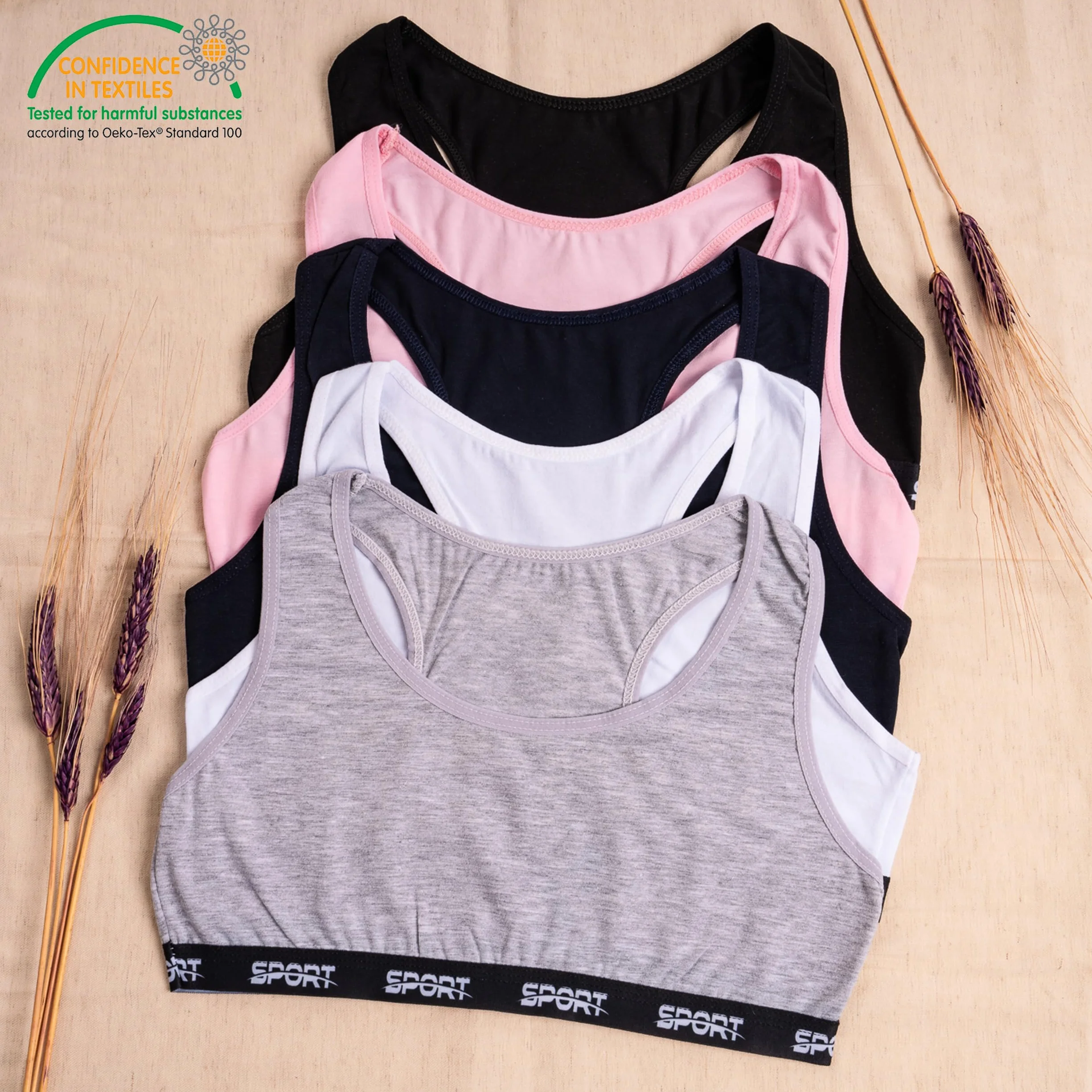 LOREZA Reggiseno Bambina Allenamento Sportivo Cotone