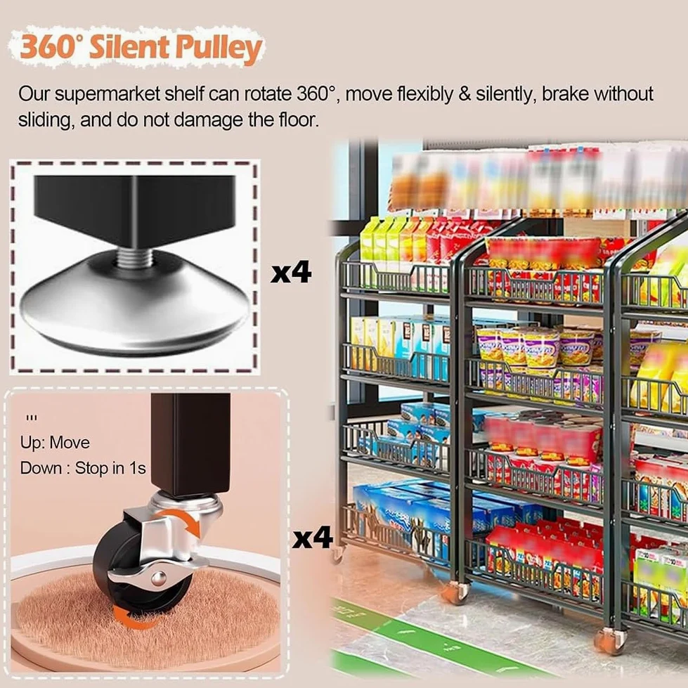 Le Retail - Espositore in metallo per trucioli di metallo Concess ack nizer, scaffale industriale con hoo per negozi di alimentari/dispensa, 60 cm, ideale per concessioni e vendita al dettaglio