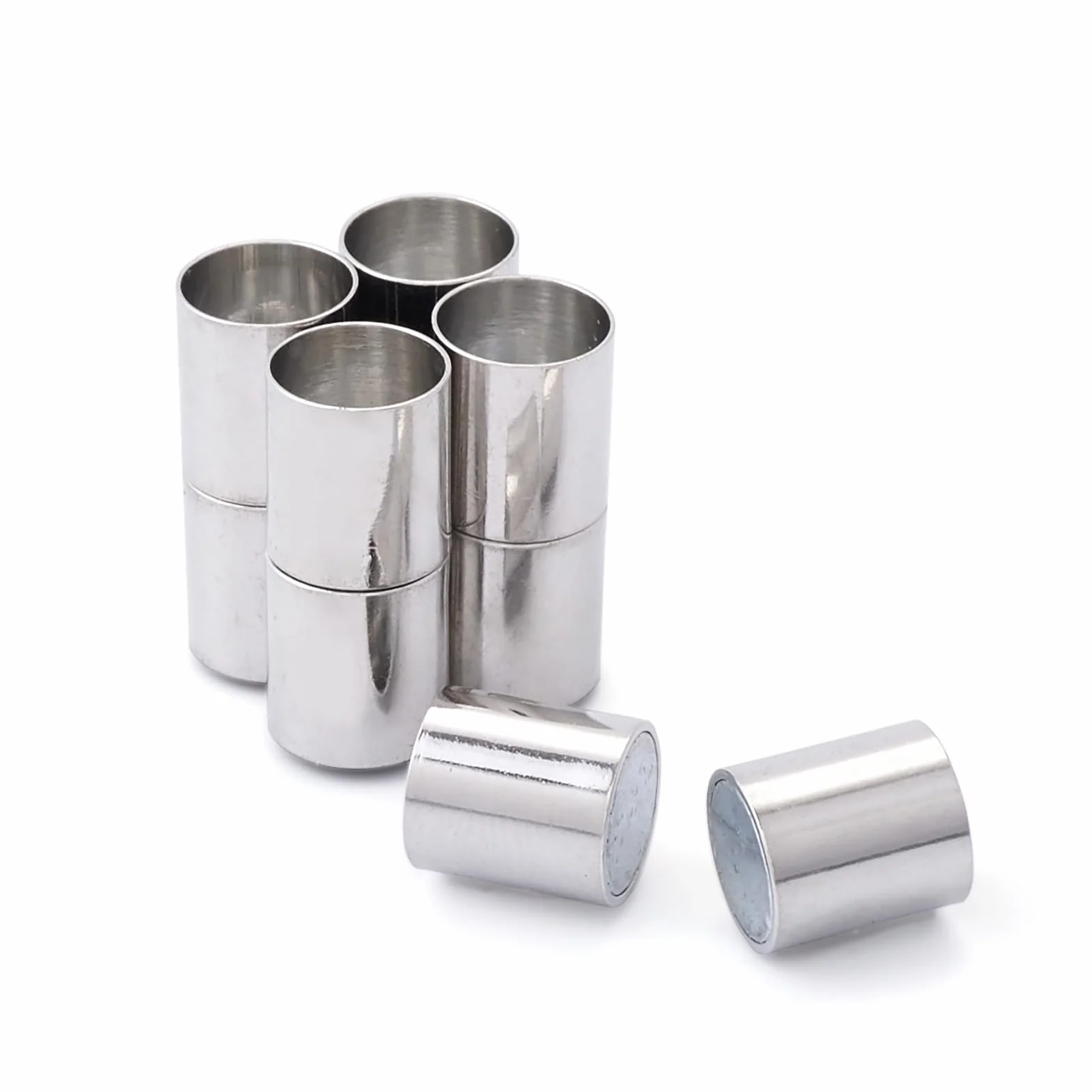 Craftdady 10 set 8 mm Chiusure magnetiche in ottone a colonna, terminali per cordino in pelle, distanziatori per tubi, terminali per perline, platino per creazione di bracciali, collane, gioielli