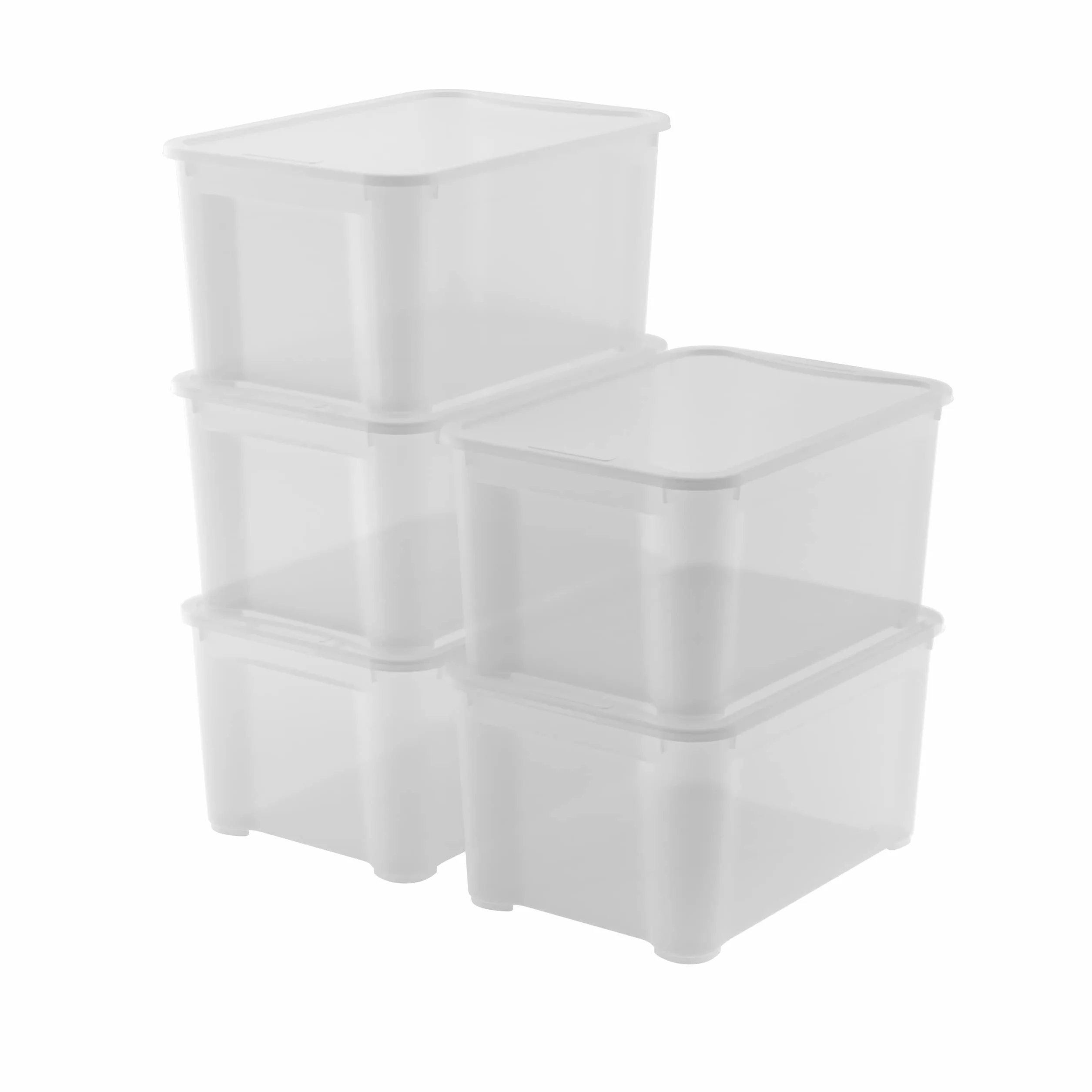 Keter T Box L 5 Set Contenitori in Plastica Trasparenti 47 L 55x39x28H cm