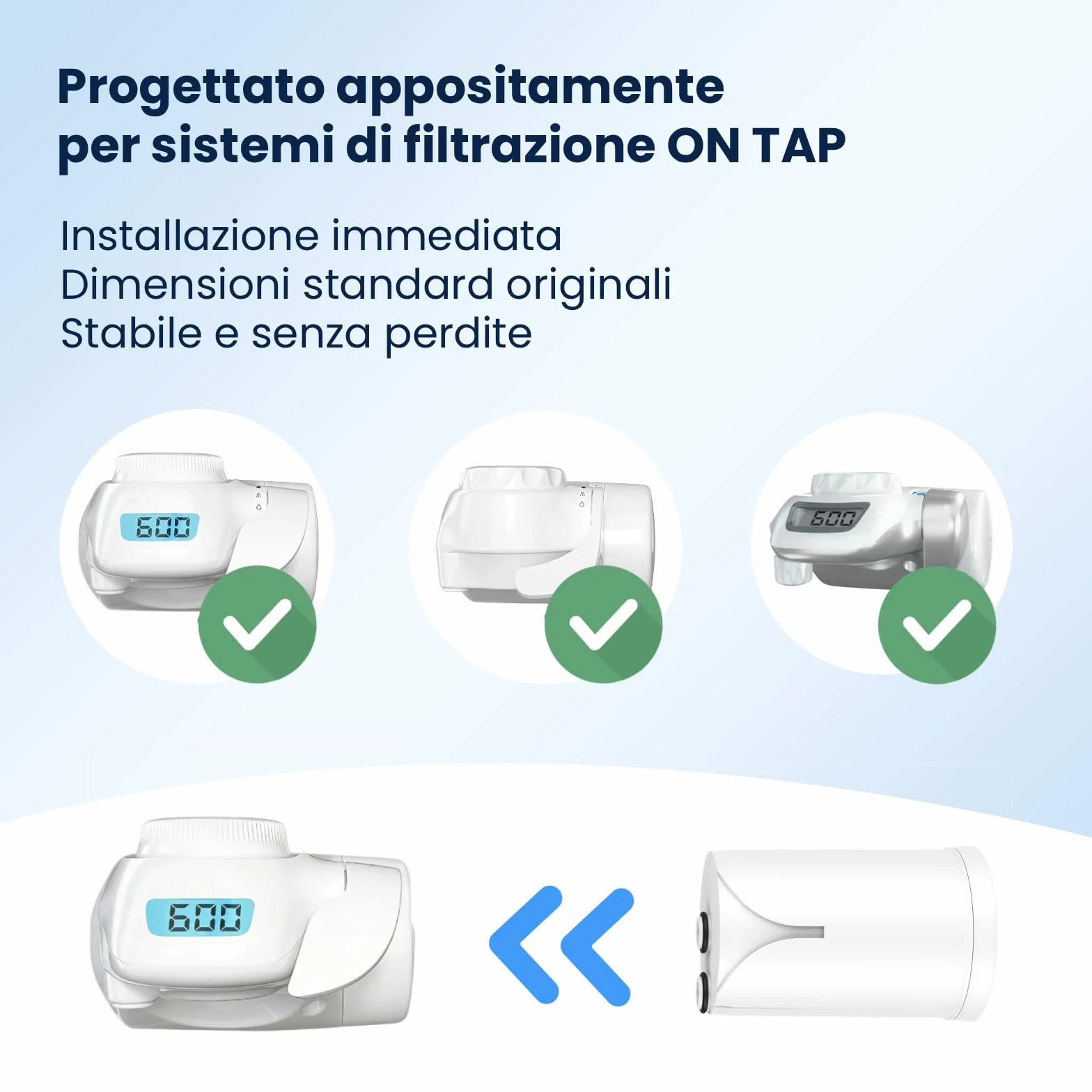 GLACIER FRESH Ultrafiltrazione Filtro acqua rubinetto ON TAP V-MF 600L 5 Stadi Riduce 99% batteri PFAS metalli cloro 0,01 µm 2 pezzi