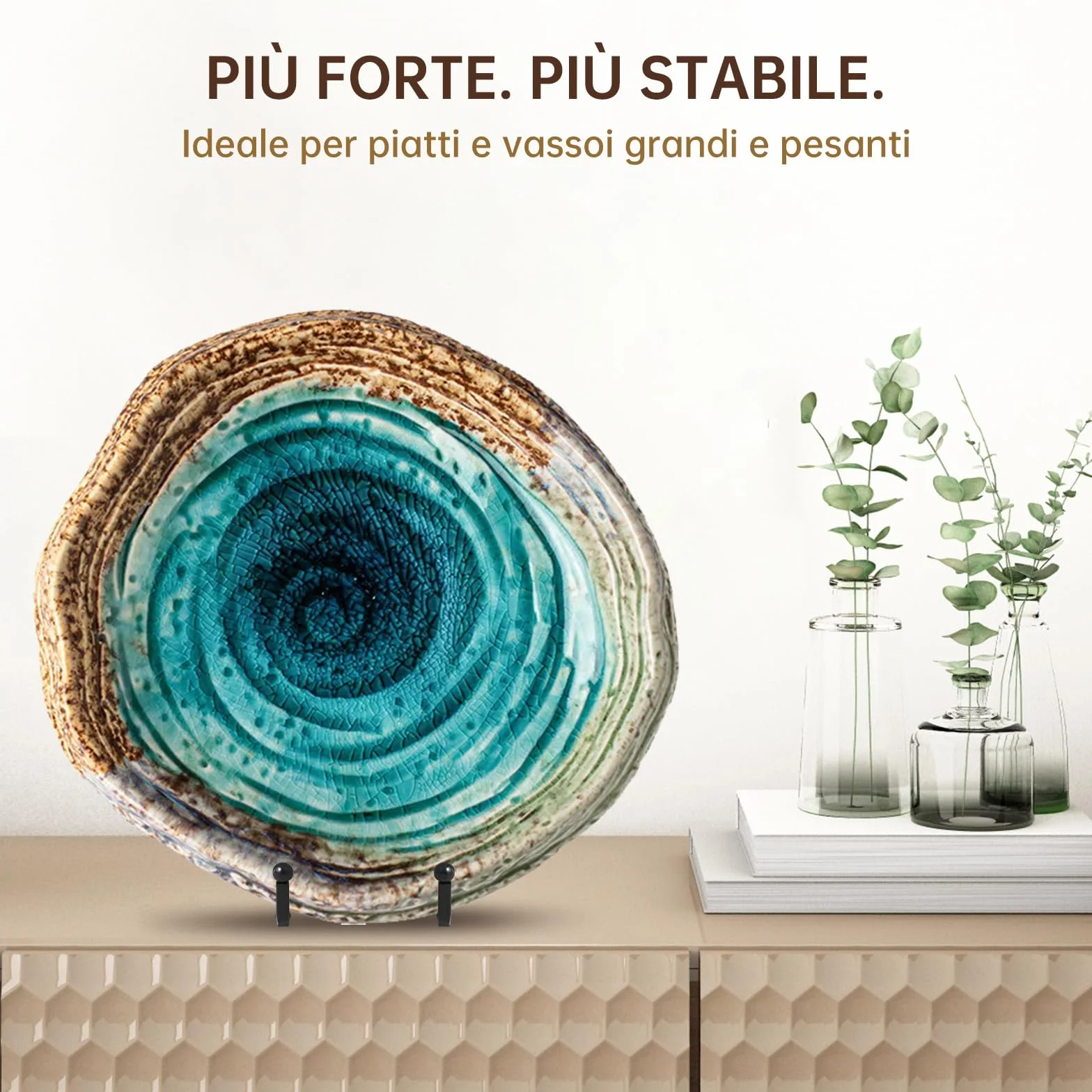 DIDUDIDU Cavalletto, supporto per piatti in Ferro, grande - supporto per piatti - Cavalletti per Tavolo - Espositori per Piatto Decorativo | Cornice Foto | Libri - Nero - 2 pezzi - 25 cm