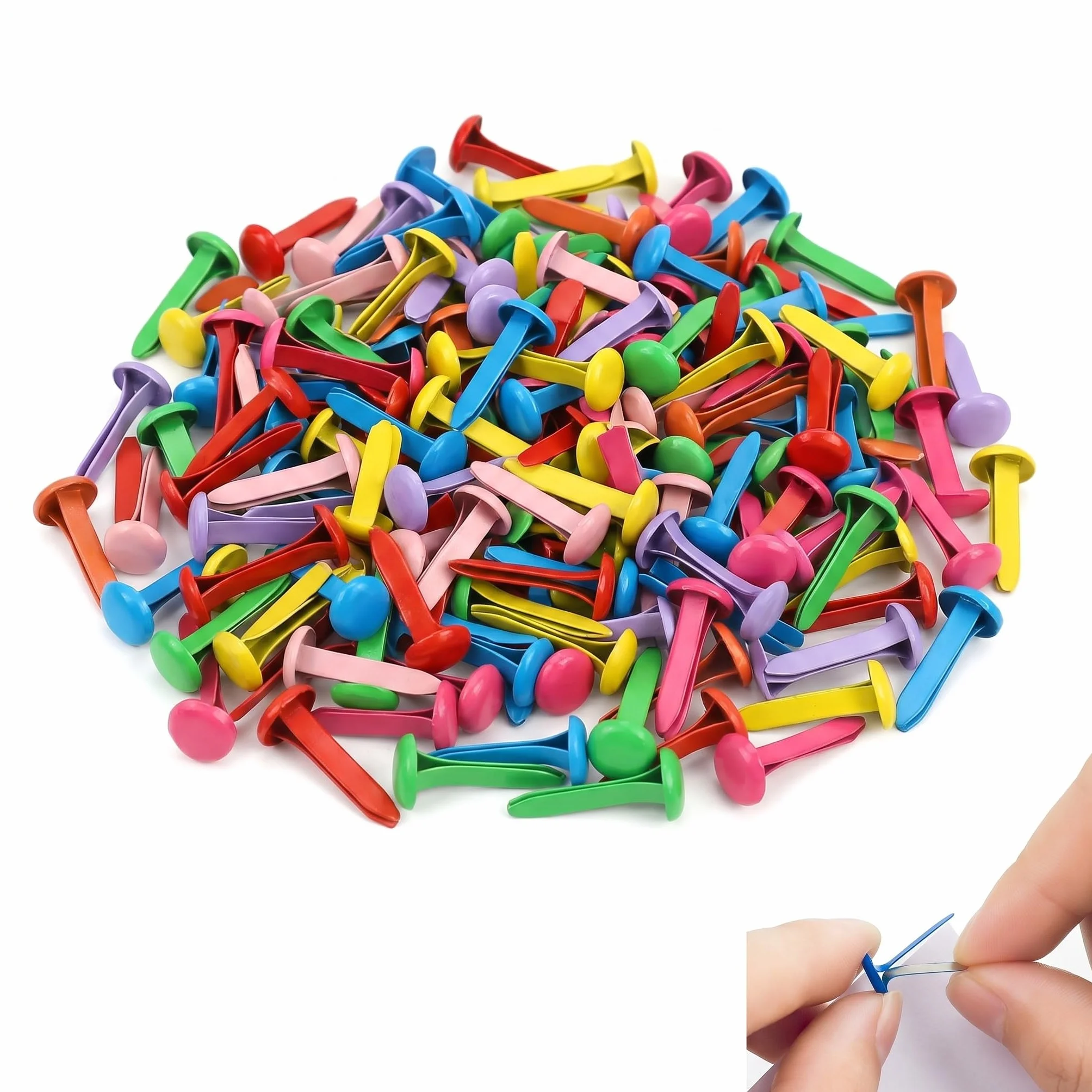 Fermacampioni Colorati Piccoli per Scrapbooking e Lavoretti, Mini Brads in Metallo Multicolore