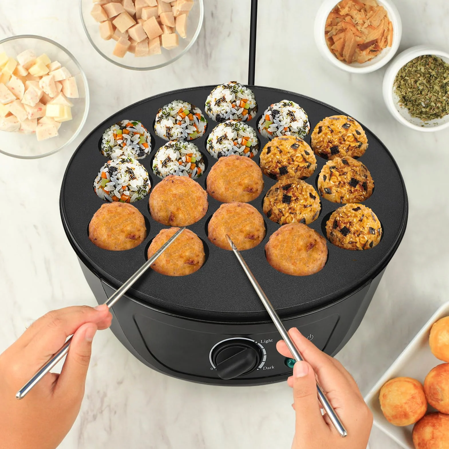 Macchina per Takoyaki Elettrica 18 Griglie Teglia per Polpo Palla Fai da Te Colazione