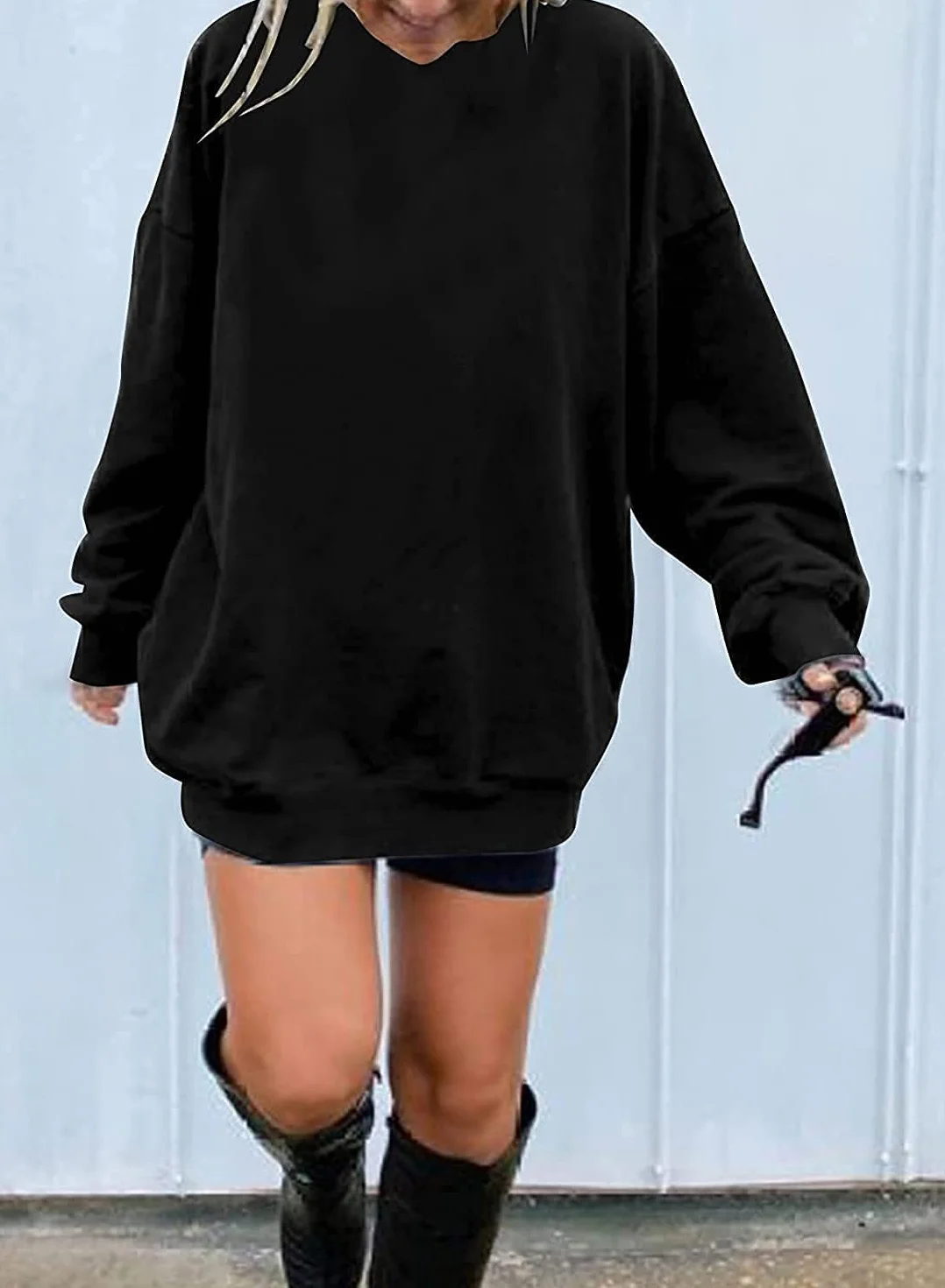 Felpa da donna Los Angeles, maglione oversize, a maniche lunghe, scollo rotondo, basic largo, senza cappuccio, per adolescenti, ragazze, vintage, maglietta