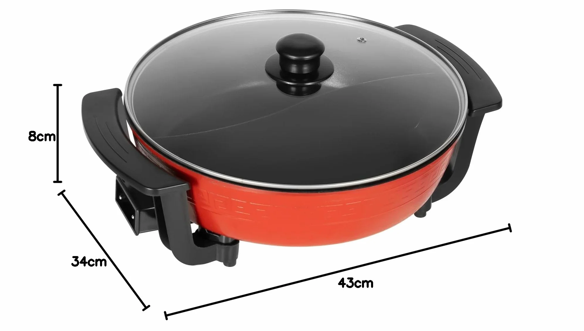 Yin e Yang Fonduta Cinese Hot Pot Elettrico 6L 1360W Divisore Wok Rosso