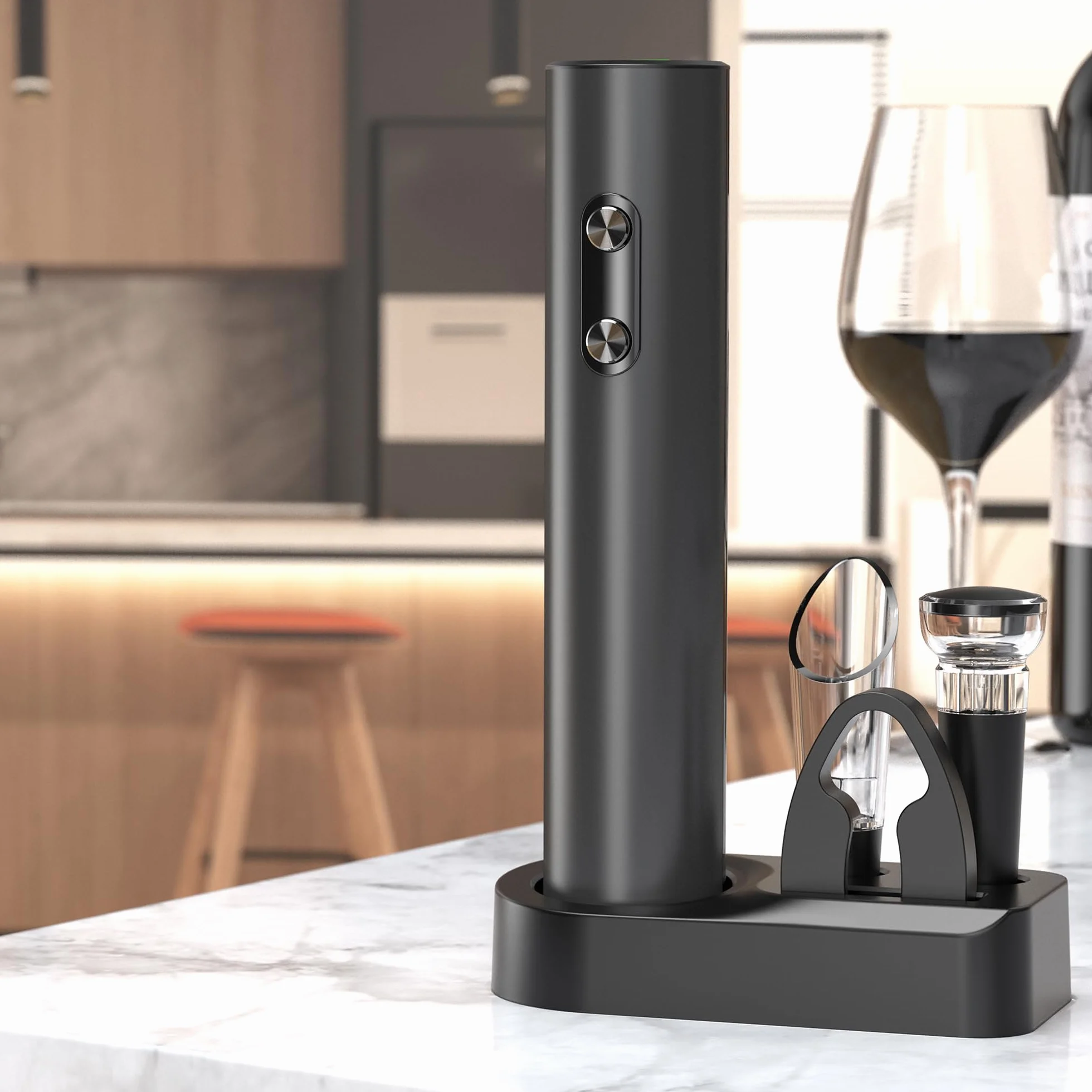 Apribottiglie Elettrico Automatico Professionale Nero Base Set a Pile