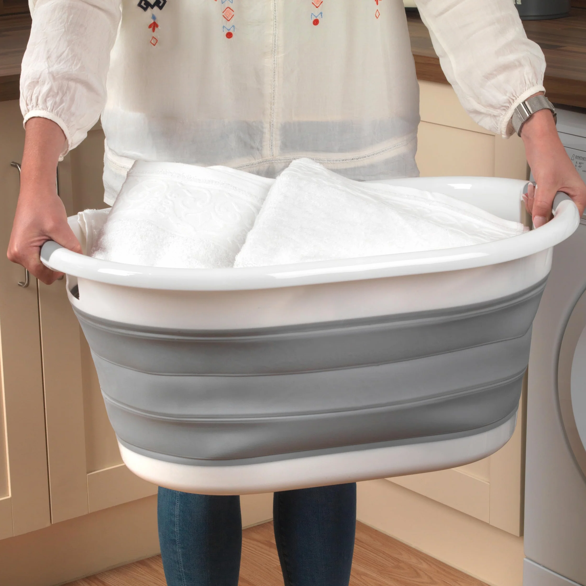 Beldray® LA034816 Oval Collapsible Laundry Basket, Grey