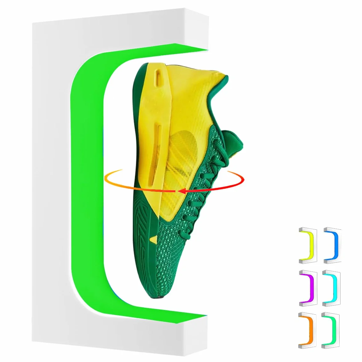 Espositore per scarpe a levitazione, supporto galleggiante per scarpe con 16 colori LED a luce rotante a levitazione magnetica per la decorazione della casa collezionisti di scarpe,bianco