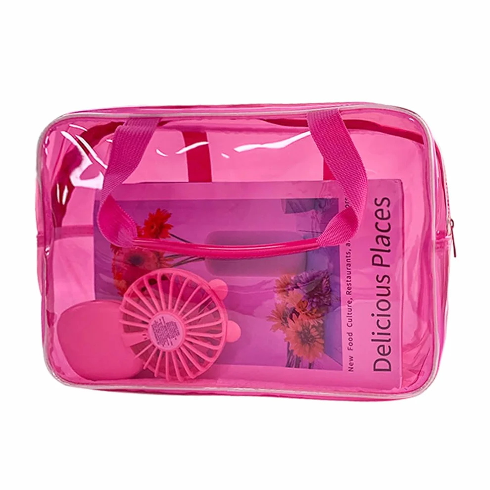 Borsa a tracolla trasparente impermeabile in vinile per trucco Tote Bag 11,8'' ×5,12'' ×8,26'', Colore: rosa., moderno