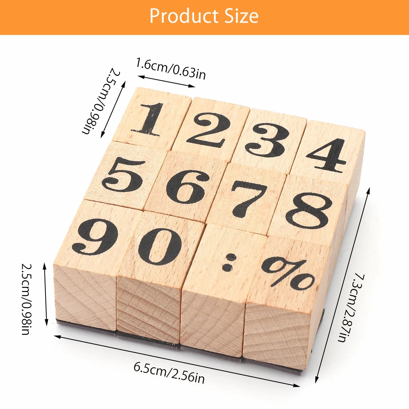 12 pezzi timbri timbro timbri numeri in legno per scrapbooking, design di carte, planner (2,4cm×1,6cmx2,3cm)